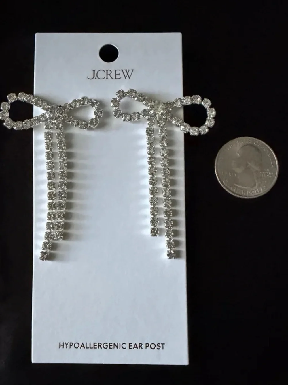 NWT J. Crew Factory Crystal Bow Statement Earrings